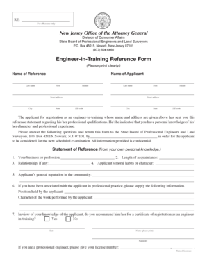 Engineer-in-Training Reference Form