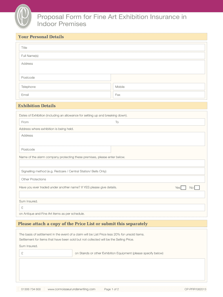 Fillable Online Download a PDF version of the Insurance Proposal Form