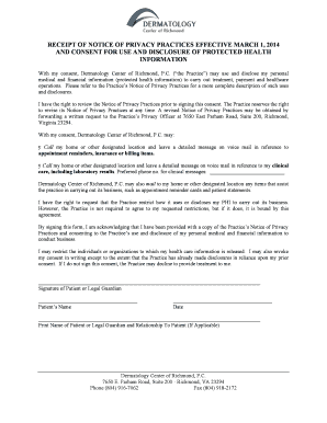 Form Notice of Privacy Policy and Consent Form - Dermatology ...