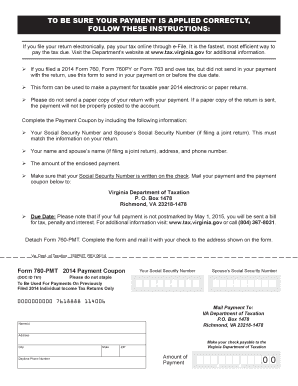 Virginia 2014 Form 760-PMT Payment Coupon