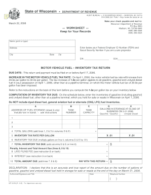 Wisconsin Motor Vehicle Fuel Inventory Tax Return