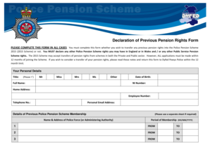 Declaration of Previous Pension Rights Form