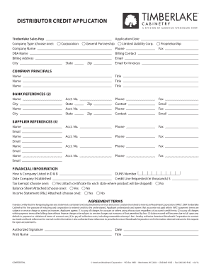 Distributor Credit Application