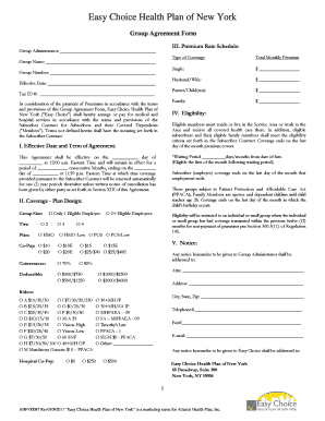 Easy Choice Health Plan Group Agreement Form