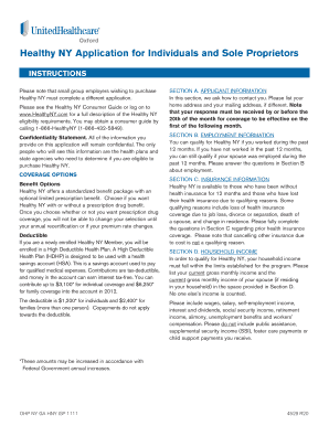 Healthy NY Application for Individuals and Sole Proprietors