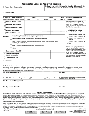 Request for Leave or Approved Absence
