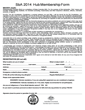 Skateboarding Australia Hub Membership Form