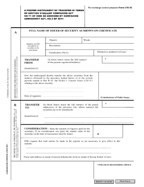 South African Security Transfer Form CM 42