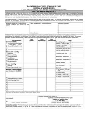 Illinois Certificate of Insurance