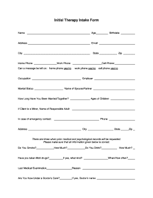 Initial Therapy Intake Form