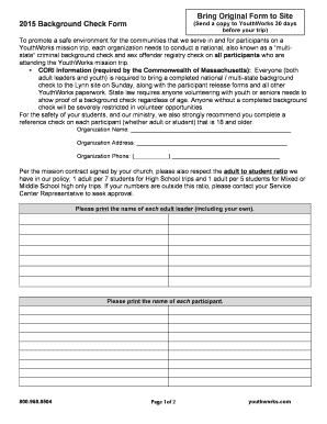 YouthWorks Background Check Form
