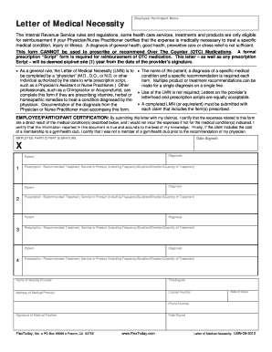 Letter of Medical Necessity Form