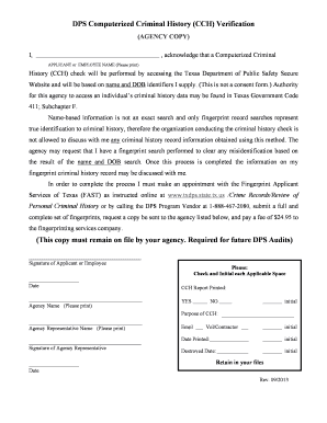 Texas CCH Verification Form