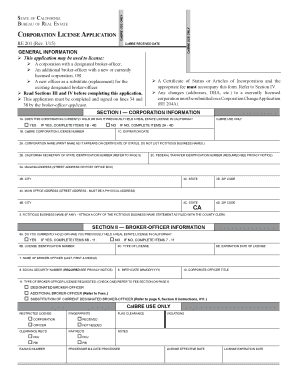 California Corporation License Application