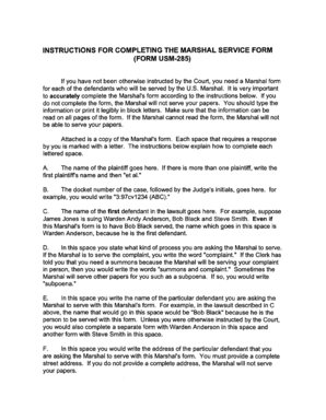 US Marshal Service Form USM-285