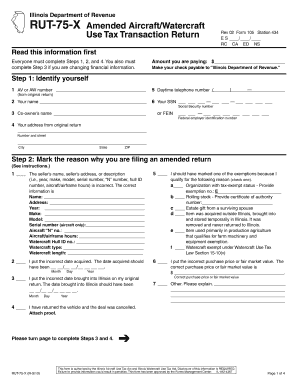 Illinois Amended Aircraft/Watercraft Use Tax Transaction Return