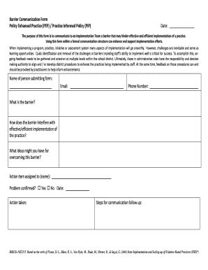 Barrier Communication Form