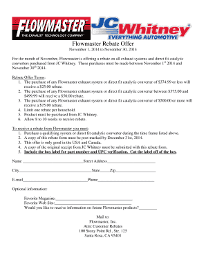 Flowmaster Exhaust System Rebate Form