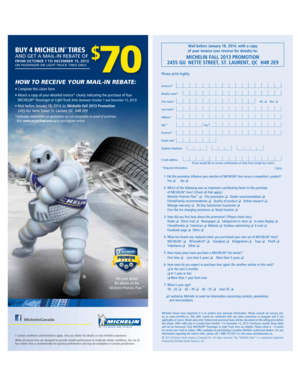 Michelin Fall 2013 Tire Rebate Form