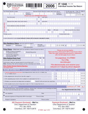 Ohio IT 1040 Individual Income Tax Return