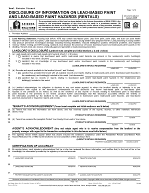 Arizona Lead-Based Paint Disclosure Form