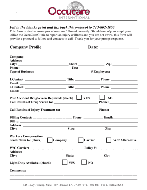 OccuCare Clinic Injury Reporting Protocol