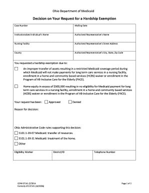 Ohio Medicaid Hardship Exemption Decision