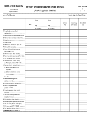 Kentucky Nexus Consolidated Return Schedule