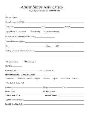 Agent Setup Application Form
