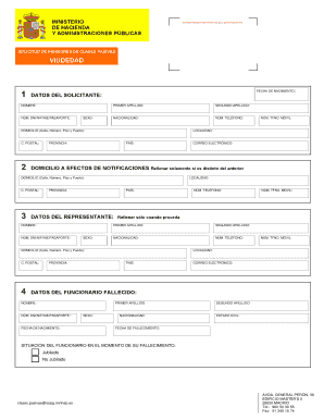 Formulario de Pensión de Viudedad