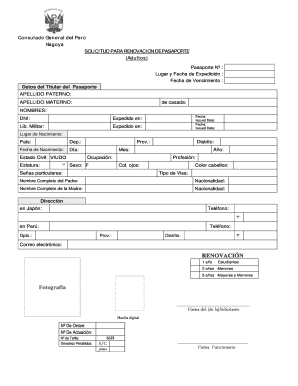 SOLICITUD PARA RENOVACION DE PASAPORTE