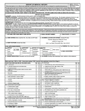 Department of Defense Medical History Form