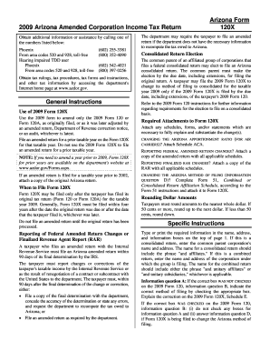 Arizona Amended Corporation Income Tax Return