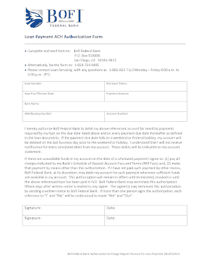 Loan Payment ACH Authorization Form