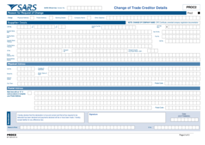SARS Vendor Creditor Details Change Form