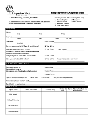 Employment Application Form