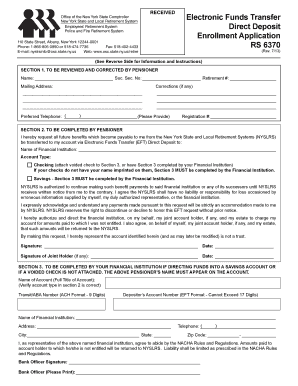 New York State Pension Direct Deposit Enrollment