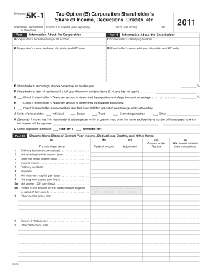Wisconsin S Corporation Shareholder Tax Form 5K-1