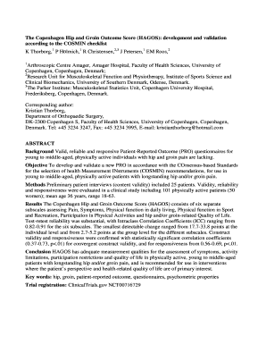 Copenhagen Hip and Groin Outcome Score (HAGOS) Form