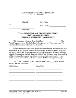 Final Judgment and Decree of Divorce With Minor Children