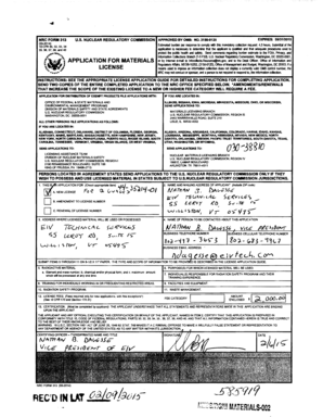 NRC Form 313 Application for Materials License