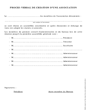 PROCES-VERBAL DE CREATION D’UNE ASSOCIATION