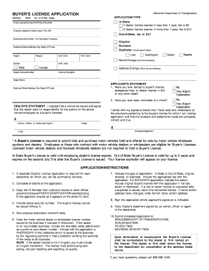 Wisconsin Buyer's License Application