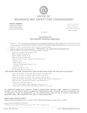 Georgia Non-Resident Individual Insurance Producer License Application