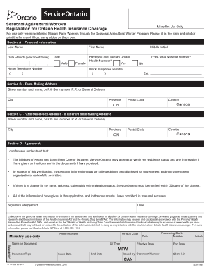 Ontario Health Insurance Registration for Seasonal Agricultural Workers