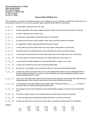 Wyoming Notary Public Self-Help Test
