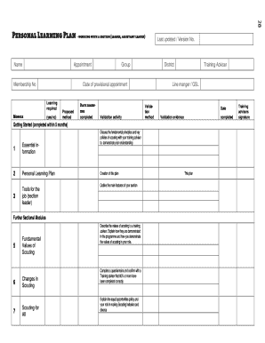 Personal Learning Plan for Scout Leaders