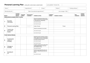 Scouting Personal Learning Plan