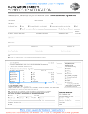 Toastmasters Membership Application