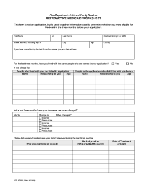 Ohio Retroactive Medicaid Worksheet
